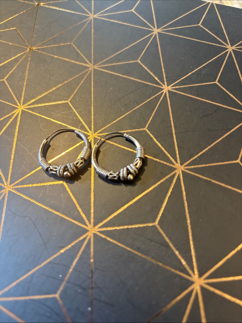 Sterling Silver Hoop Earrings with Knot Detailing - Silver